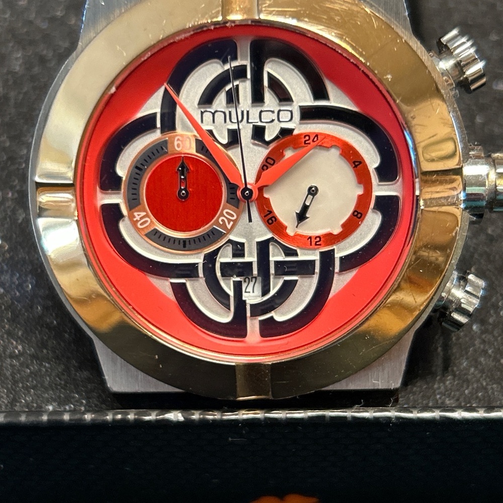 MULCO ENCHANTED CELTIC watch. Black, coral/silver/gold. FREE SHIPPING.